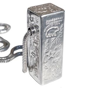 Lujan Sterling Southwest Native American Hand-Stamped Pendant & 925 AGI Necklace